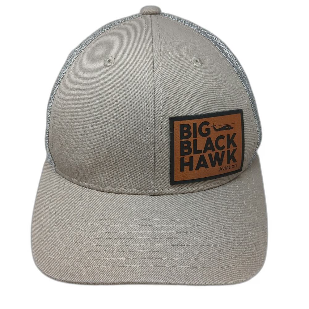 Decky Trucker Hat Gray One Size Snapback Mesh Big Black Hawk Aviation Helicopter